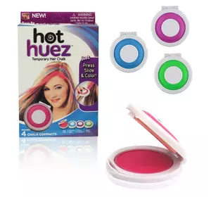 Кольорові крейди для волосся 4 кольору, кольорова пудра для фарбування волосся Hot Huez