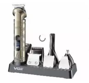 Акумуляторна машинка для стриження волосся VGR тример на акумуляторі з LED-дисплеєм для стриження вусів і бороди