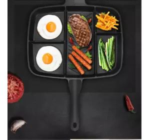 Сковорода-гриль Magic Pan чорна, інноваційна з антипригарним покриттям на 5 секцій
