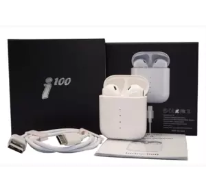 Бездротові сенсорні навушники i100 TWS бінауральні Bluetooth 5.0 White