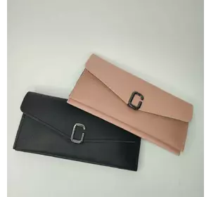 Вишуканий жіночий гаманець з екошкіри в класичному стилі: доступні кольори — чорний і рожевий
