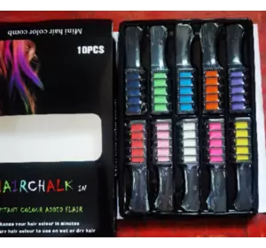 Набір крейди для волосся 10 шт. Hair chalk Різнобарвні барвники гребінець для дітей і дорослих