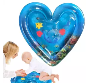 Дитячий розвивальний водний килимок Lindo у формі серця з водою й рибками для дітей