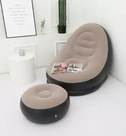 Надувний диван-крісло AirSofa з пуфиком для ніг для відпочинку, надувні магні меблі крісло