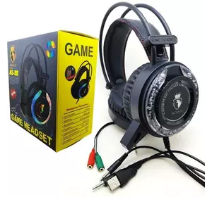 Игровые накладные наушники с микрофоном  с RGB подсветкой  GAME AS-90
