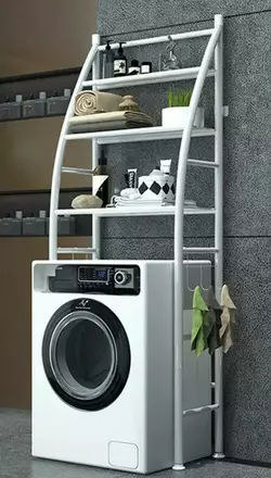 Полиця стелаж підлогова над пральною машинкою Laundry Rack TW-106 Металева біла (10)