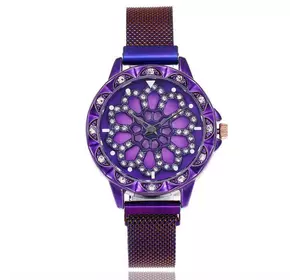 Жіночий годинник Classic Diamonds фіолетовий і блакитний із каучуковим ремінцем. годинник 360