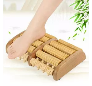 Массажер для ног зубчатый деревянный для ног / 10 роликов